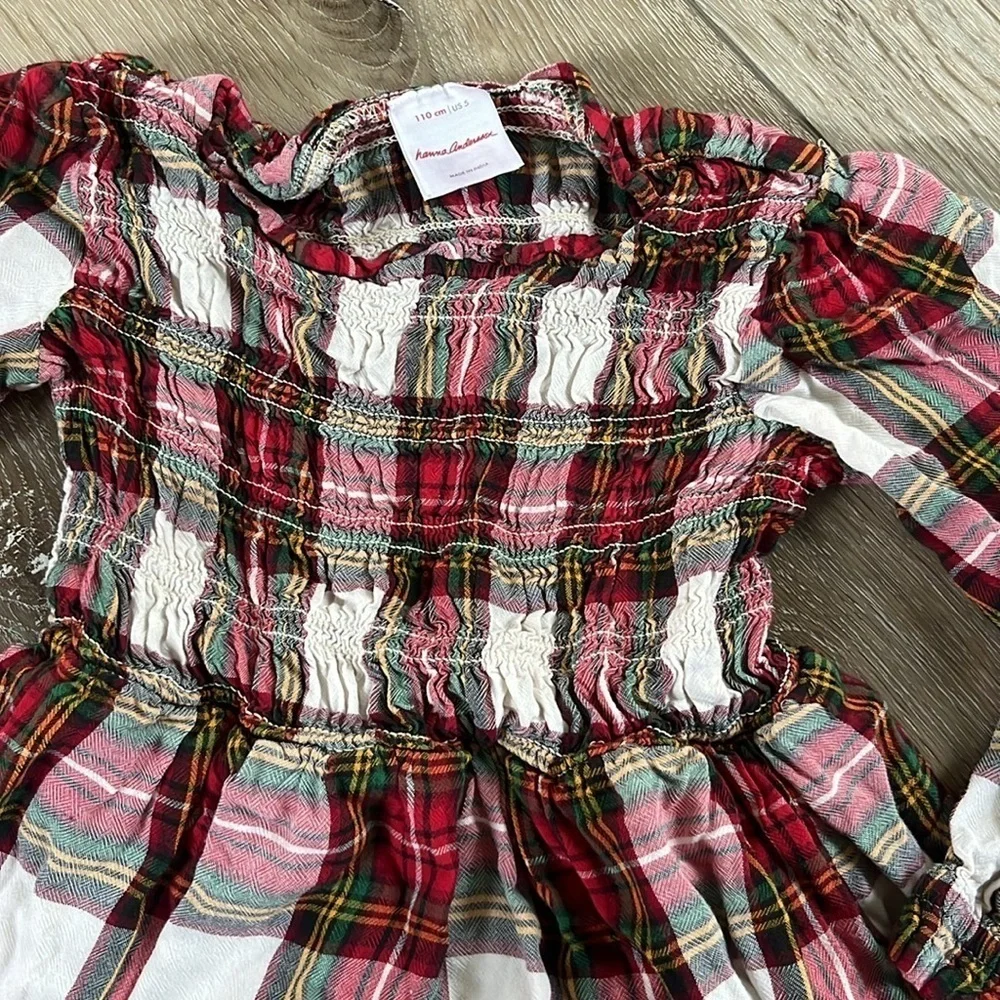 Hanna Andersson Dress Smocked Plaid Lined Holiday Dress